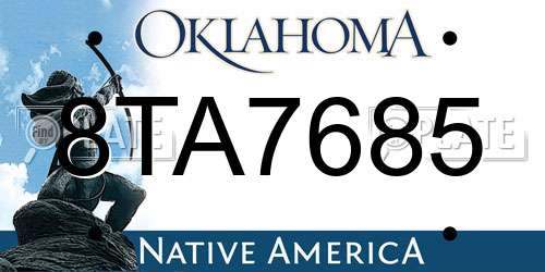 8TA7685 Oklahoma License Plate