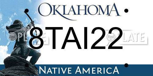 8TAI22 Oklahoma License Plate