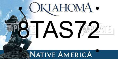 8TAS72 Oklahoma License Plate