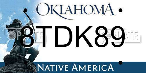 8TDK89 Oklahoma License Plate