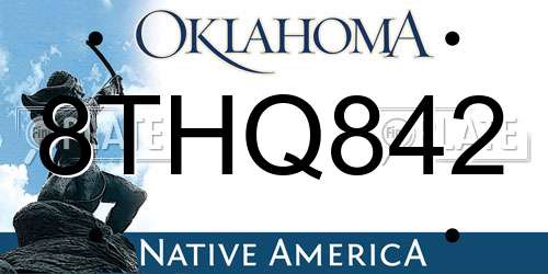 8THQ842 Oklahoma License Plate