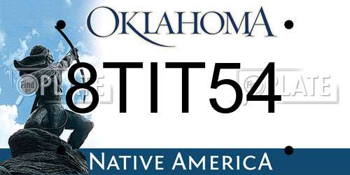 8TIT54 Oklahoma License Plate