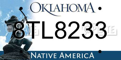 8TL8233 Oklahoma License Plate