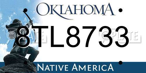 8TL8733 Oklahoma License Plate