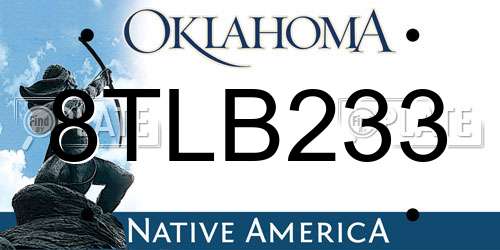 8TLB233 Oklahoma License Plate