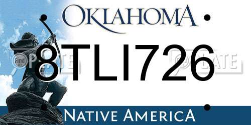 8TLI726 Oklahoma License Plate