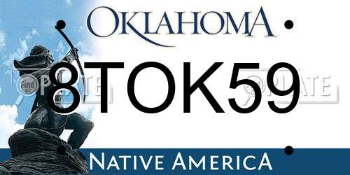 8TOK59 Oklahoma License Plate