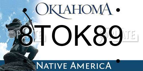 8TOK89 Oklahoma License Plate