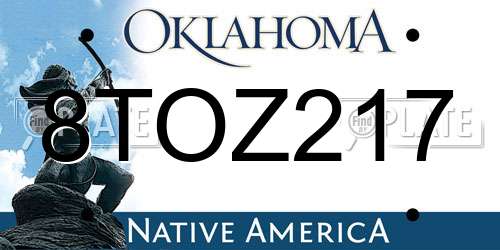 8TOZ217 Oklahoma License Plate