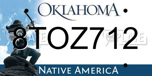 8TOZ712 Oklahoma License Plate