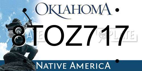8TOZ717 Oklahoma License Plate