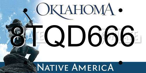 8TQD666 Oklahoma License Plate