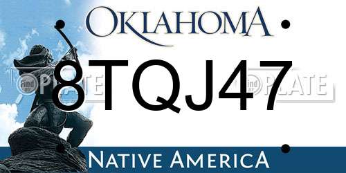 8TQJ47 Oklahoma License Plate