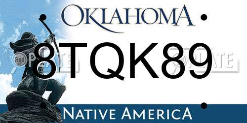 8TQK89 Oklahoma License Plate