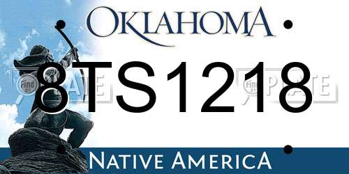 8TS1218 Oklahoma License Plate