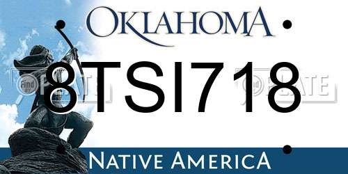 8TSI718 Oklahoma License Plate