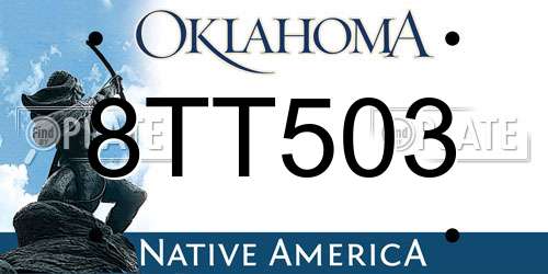 8TT503 Oklahoma License Plate