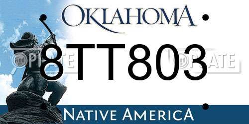 8TT803 Oklahoma License Plate