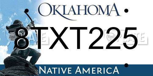 8TXT225 Oklahoma License Plate