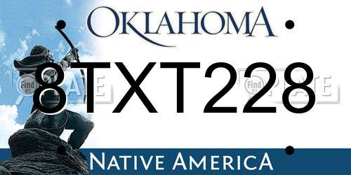 8TXT228 Oklahoma License Plate