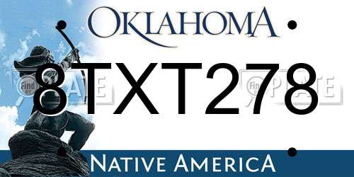 8TXT278 Oklahoma License Plate