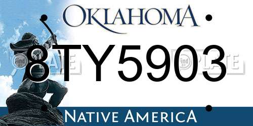 8TY5903 Oklahoma License Plate