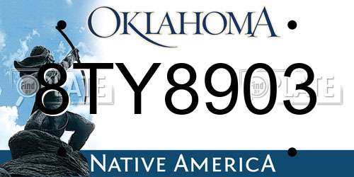 8TY8903 Oklahoma License Plate