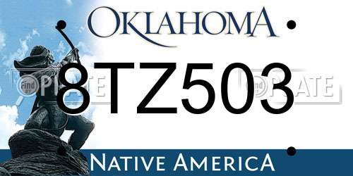 8TZ503 Oklahoma License Plate
