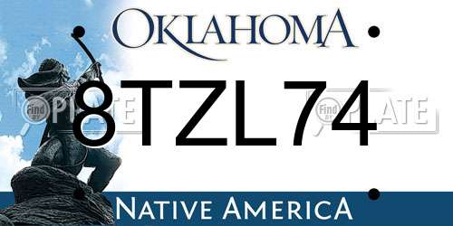 8TZL74 Oklahoma License Plate