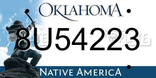 8U54223 Oklahoma License Plate