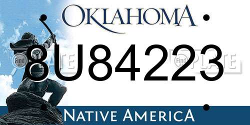 8U84223 Oklahoma License Plate