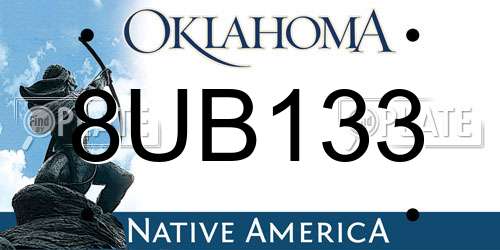 8UB133 Oklahoma License Plate