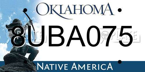 8UBA075 Oklahoma License Plate