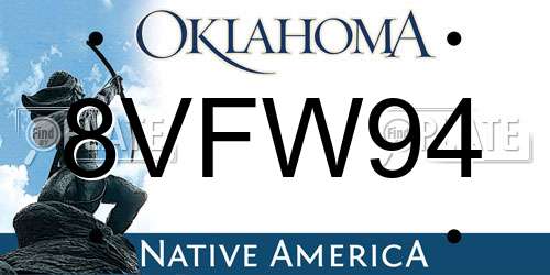 8VFW94 Oklahoma License Plate