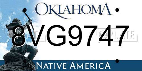 8VG9747 Oklahoma License Plate