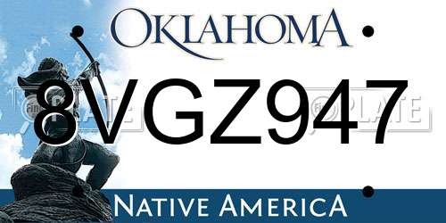 8VGZ947 Oklahoma License Plate