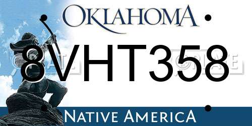 8VHT358 Oklahoma License Plate