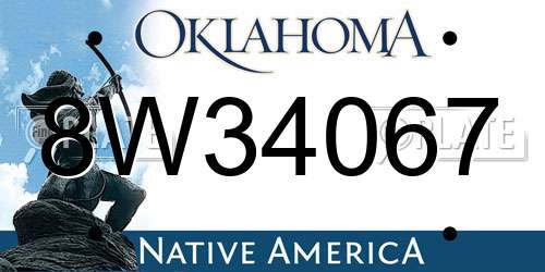 8W34067 Oklahoma License Plate