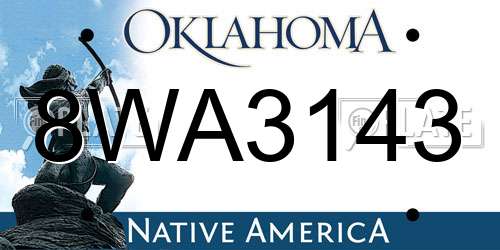 8WA3143 Oklahoma License Plate