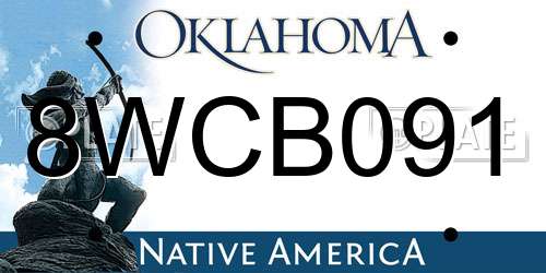8WCB091 Oklahoma License Plate