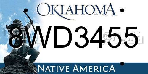 8WD3455 Oklahoma License Plate