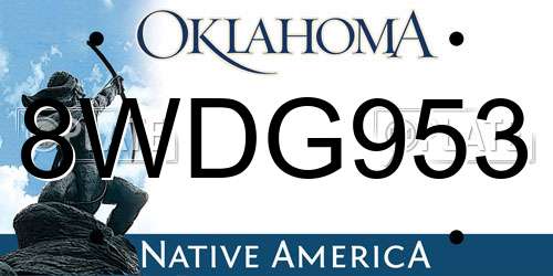8WDG953 Oklahoma License Plate