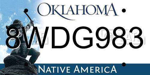 8WDG983 Oklahoma License Plate