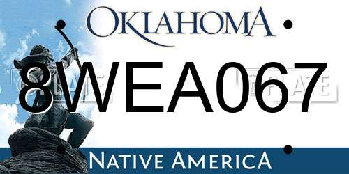 8WEA067 Oklahoma License Plate