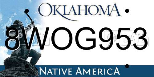 8WOG953 Oklahoma License Plate