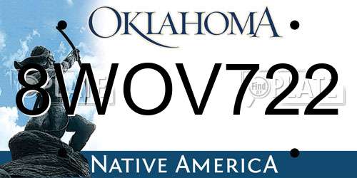 8WOV722 Oklahoma License Plate
