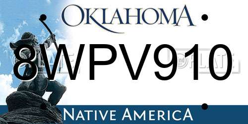 8WPV910 Oklahoma License Plate
