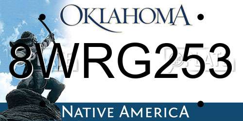 8WRG253 Oklahoma License Plate