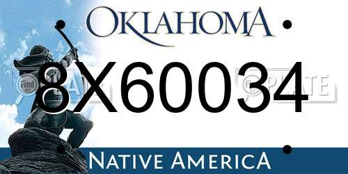 8X60034 Oklahoma License Plate