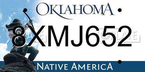 8XMJ652 Oklahoma License Plate
